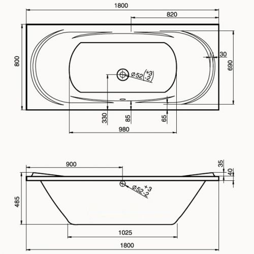 Jika Ecliptica Акриловая прямоугольная ванна 180х80, с монтажным комплектом и сифоном в Сочи